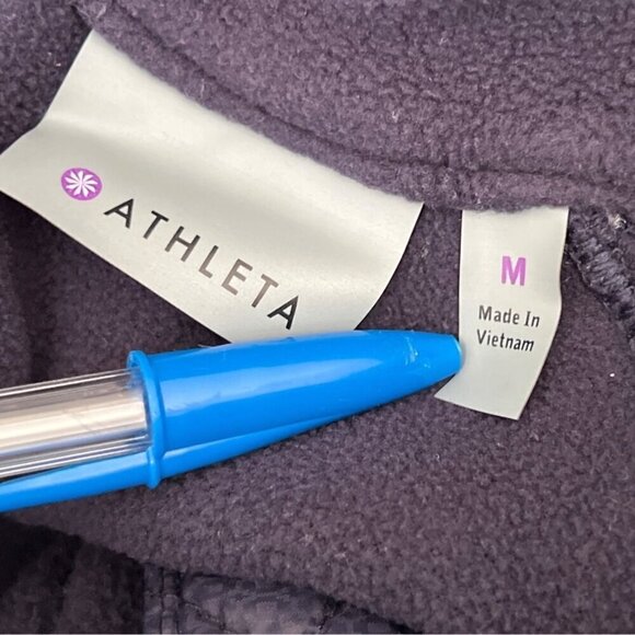 ATHLETA Vortex Quilted Half Zip Fleece Pullover #138481 Blue Sz M EUC - Picture 4 of 4
